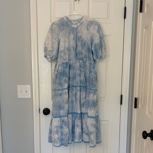 Beautiful blue and white eyelet boutique dress w/ pockets from Emily McCarthy.